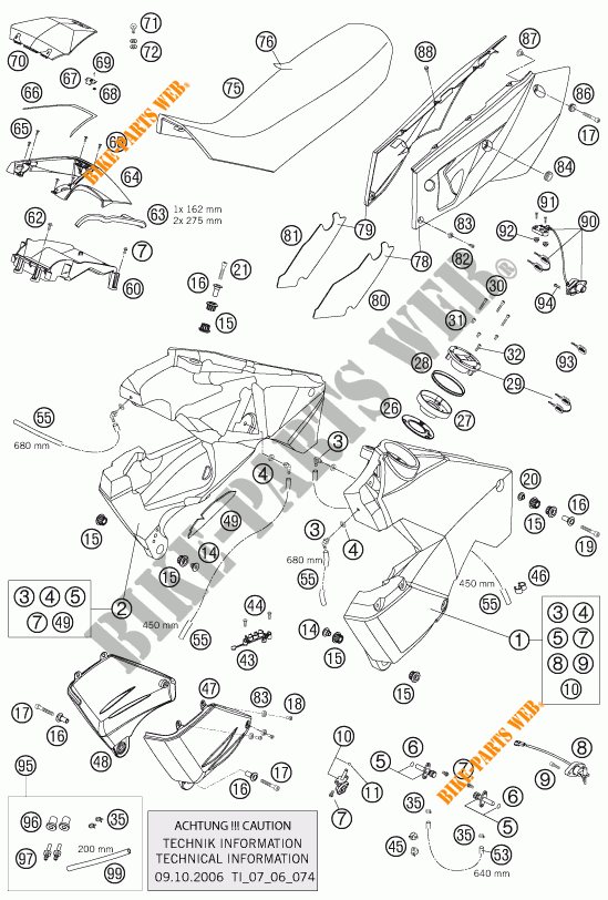 RESERVOIR / SELLE pour KTM 990 ADVENTURE ORANGE ABS de 2006