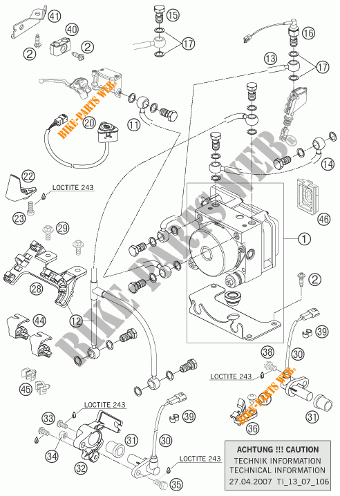 SYSTEME DE FREIN ABS pour KTM 990 ADVENTURE ORANGE ABS de 2006