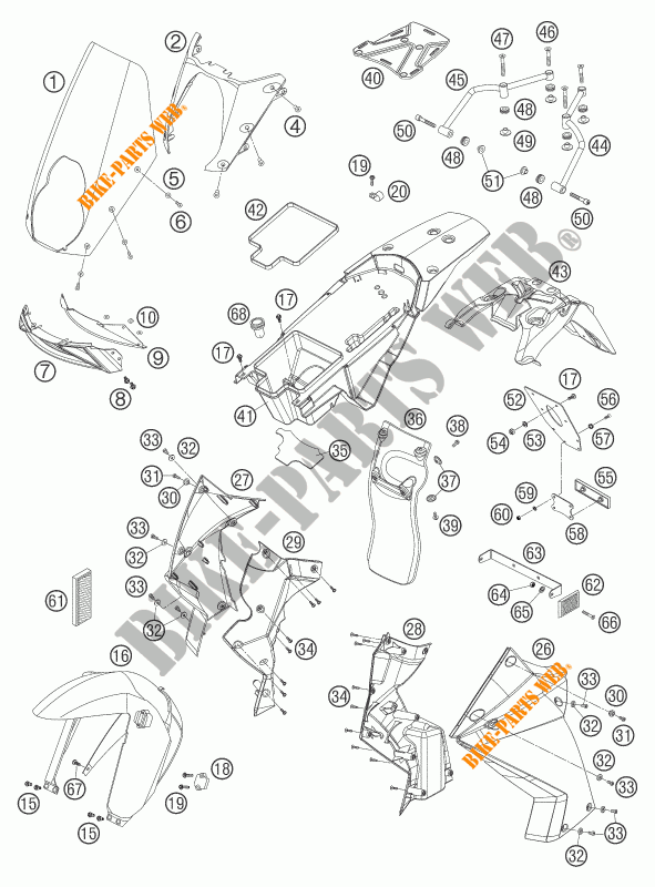 PLASTIQUES pour KTM 950 ADVENTURE S de 2005