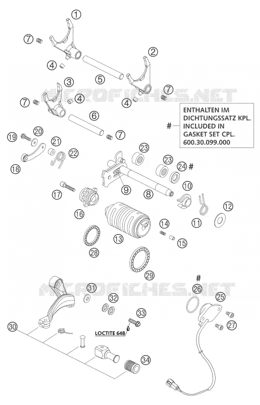 MECANISME DE SELECTION DE VITESSES KTM MOTO 950 2003 ADVENTURE  950 ADVENTURE S ORANGE
