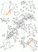 PLASTIQUES pour KTM 950 ADVENTURE ORANGE de 2006