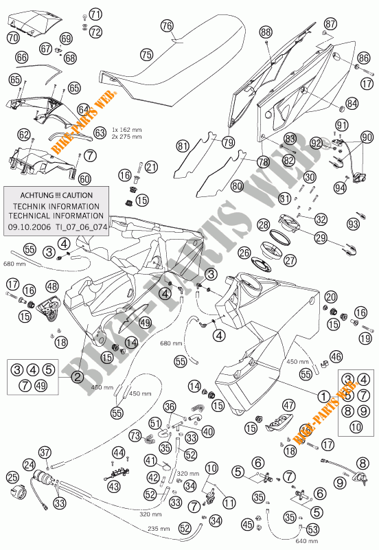 RESERVOIR / SELLE pour KTM 950 ADVENTURE ORANGE de 2005
