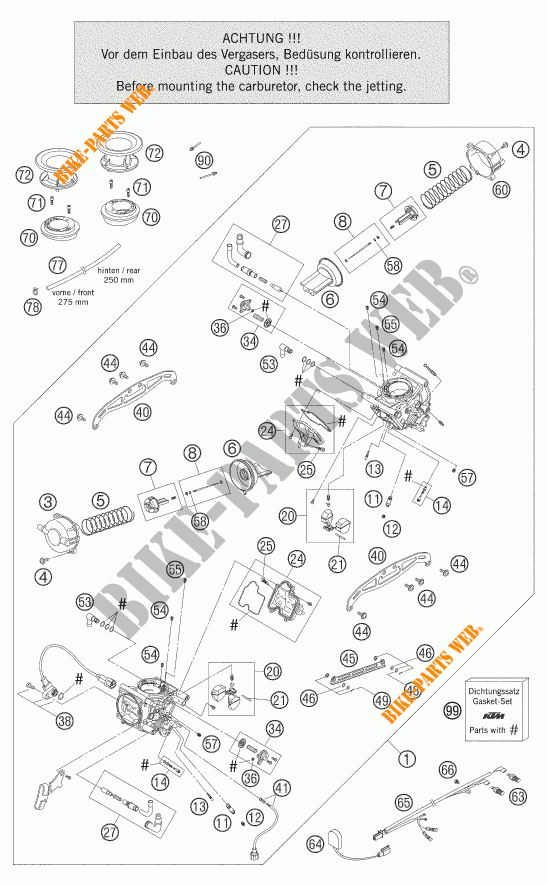 CARBURATEUR pour KTM 950 ADVENTURE ORANGE de 2005