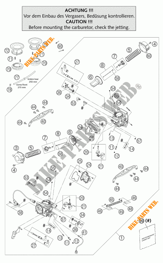 CARBURATEUR pour KTM 950 ADVENTURE ORANGE LOW de 2004