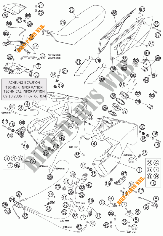 RESERVOIR / SELLE pour KTM 950 ADVENTURE ORANGE LOW de 2004