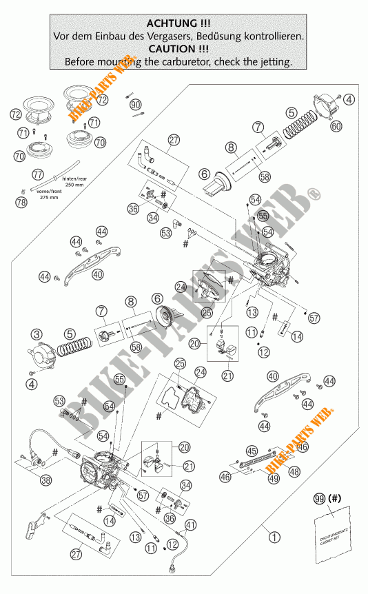 CARBURATEUR pour KTM 950 ADVENTURE ORANGE LOW de 2004