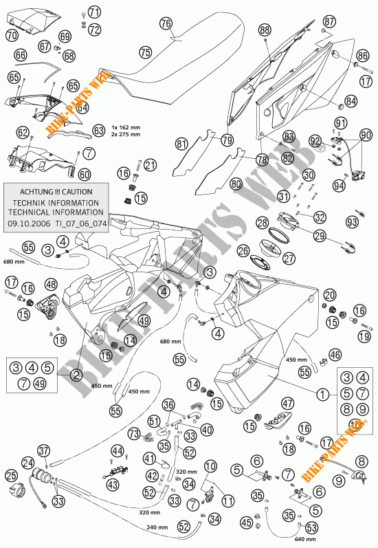 RESERVOIR / SELLE pour KTM 950 ADVENTURE ORANGE LOW de 2004