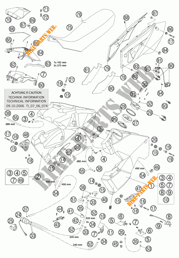 RESERVOIR / SELLE pour KTM 950 ADVENTURE ORANGE LOW de 2003