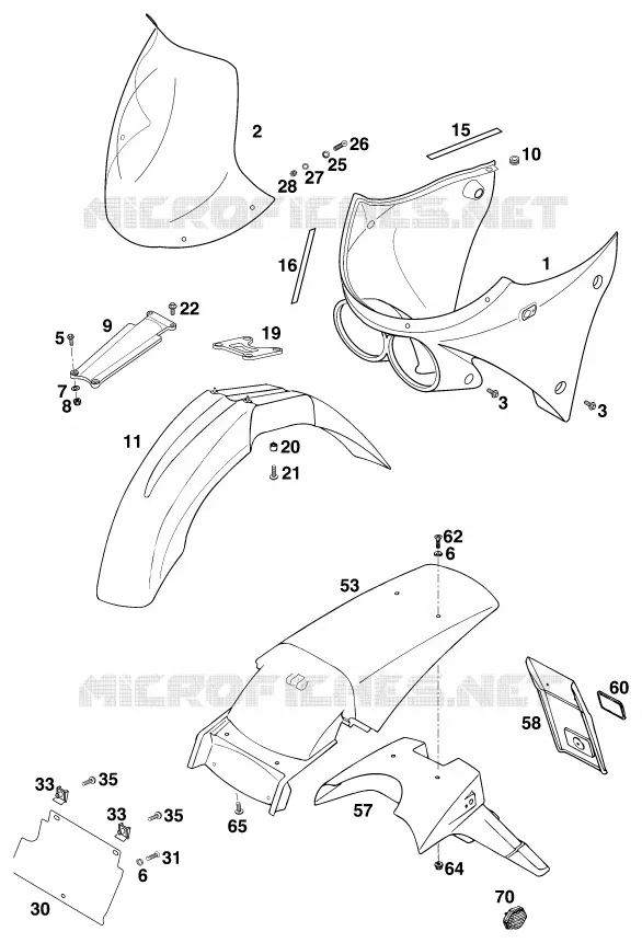 PLASTIQUES KTM MOTO 640 2000 ADVENTURE  640 ADVENTURE R