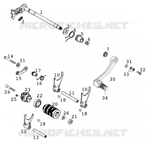 MECANISME DE SELECTION DE VITESSES KTM MOTO 640 2000 ADVENTURE  640 ADVENTURE R