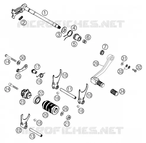 MECANISME DE SELECTION DE VITESSES KTM MOTO 640 2005 ADVENTURE  640 ADVENTURE