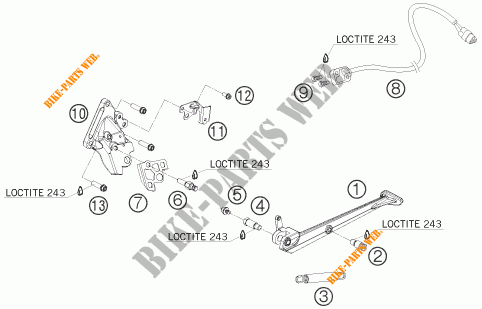 BEQUILLE LATERALE / CENTRALE pour KTM 1190 RC8 ORANGE de 2010
