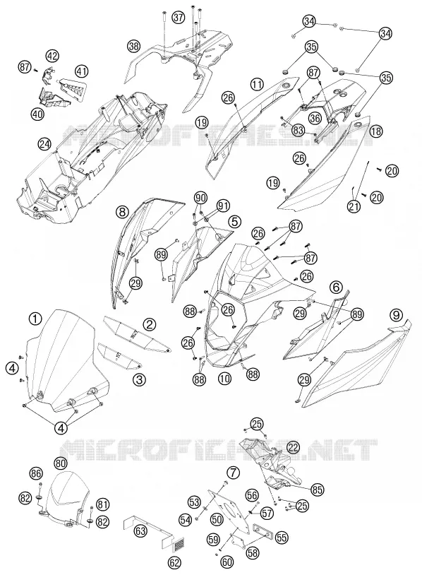PLASTIQUES KTM MOTO 990 2012 SUPERMOTO  990 SUPERMOTO T ORANGE ABS