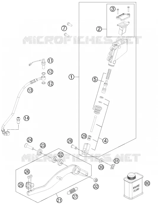 MAITRE CYLINDRE DE FREIN ARRIERE KTM MOTO 990 2012 SUPERMOTO  990 SUPERMOTO T BLACK ABS