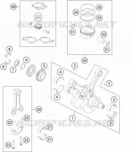 VILEBREQUIN / PISTON KTM MOTO 990 2012 SUPERMOTO  990 SM-T WHITE ABS SPECIAL EDITION