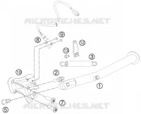 BEQUILLE LATERALE / CENTRALE pour KTM 990 SUPERMOTO T BLACK ABS de 2011