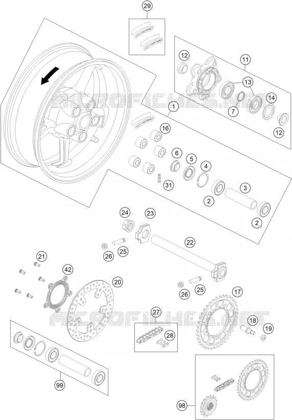 ROUE ARRIERE KTM MOTO 990 2011 SUPERMOTO  990 SUPERMOTO T WHITE ABS