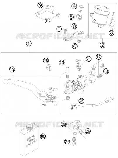 MAITRE CYLINDRE DE FREIN AVANT KTM MOTO 990 2009 SUPERMOTO  990 SUPERMOTO ORANGE