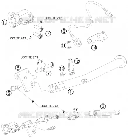 BEQUILLE LATERALE / CENTRALE KTM MOTO 990 2008 SUPERMOTO  990 SUPERMOTO ORANGE
