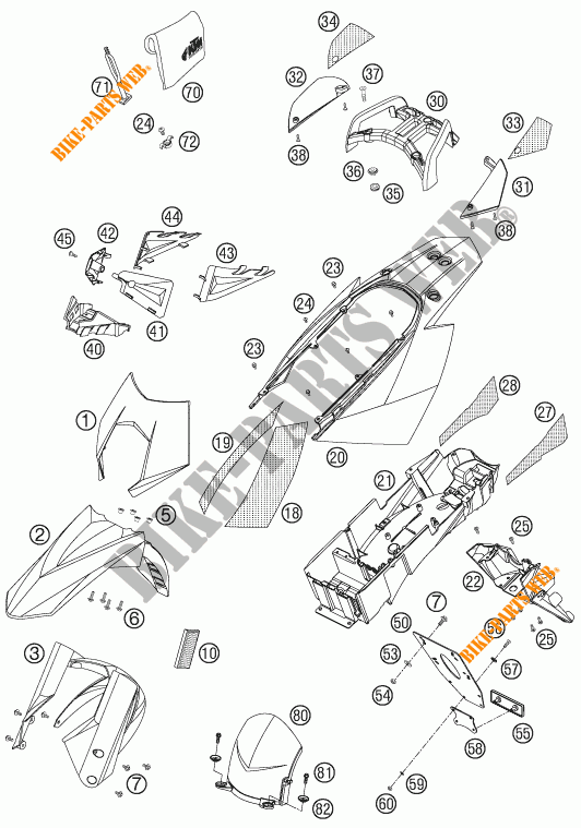 PLASTIQUES pour KTM 950 SUPERMOTO ORANGE de 2007