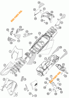 PLASTIQUES pour KTM 950 SUPERMOTO ORANGE de 2005