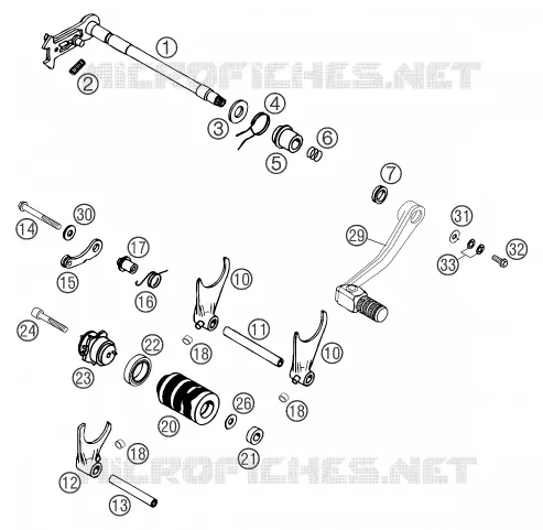 MECANISME DE SELECTION DE VITESSES KTM MOTO 660 2005 SUPERMOTO  660 SMC