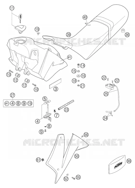 RESERVOIR / SELLE KTM MOTO 640 2005 SUPERMOTO  640 LC4 SUPERMOTO PRESTIGE