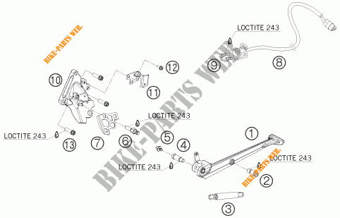 BEQUILLE LATERALE / CENTRALE pour KTM 1190 RC8 WHITE de 2009