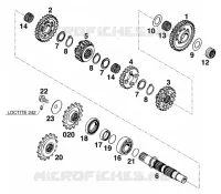BOITE DE VITESSES   ARBRE SECONDAIRE pour KTM 620 SUPER-MOTO COMP. 20 KW de 1998