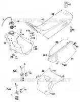 RESERVOIR / SELLE pour KTM 620 SUPER-MOTO COMP. 20 KW de 1998
