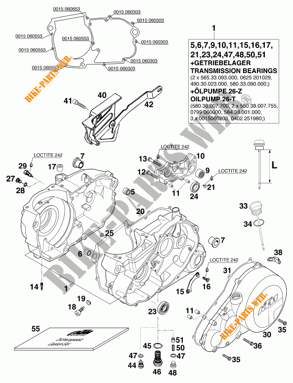 CARTER MOTEUR pour KTM 620 SUPER-MOTO COMP. 20 KW de 1998