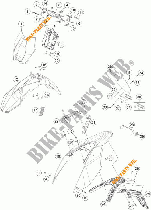 PLASTIQUES pour KTM 690 SMC R ABS de 2016