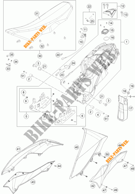 RESERVOIR / SELLE pour KTM 690 SMC R ABS de 2016