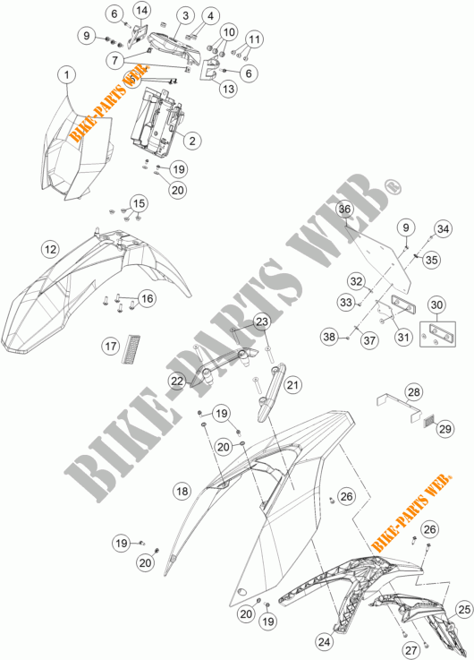 PLASTIQUES pour KTM 690 SMC R ABS de 2015