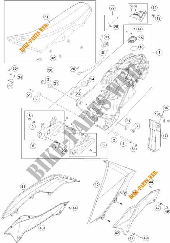 RESERVOIR / SELLE pour KTM 690 SMC R ABS de 2014