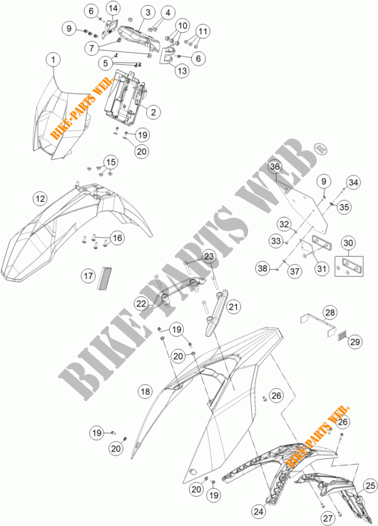 PLASTIQUES pour KTM 690 SMC R ABS de 2014