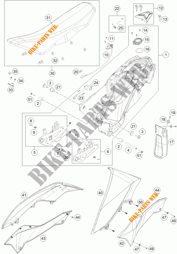 RESERVOIR / SELLE pour KTM 690 SMC R ABS de 2014