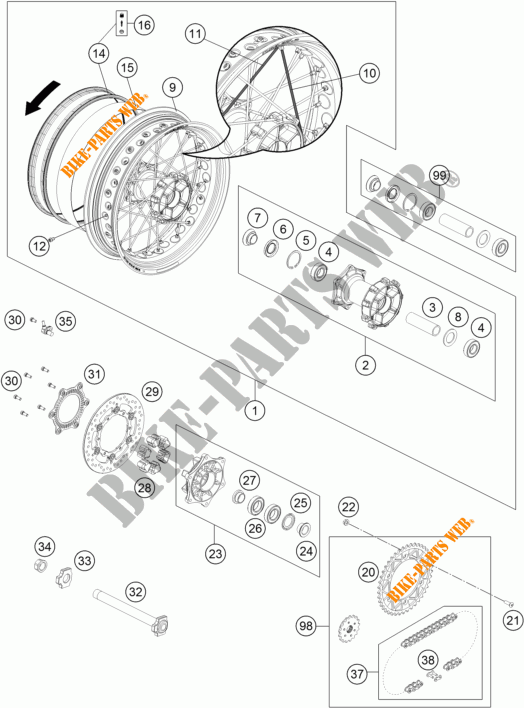 ROUE ARRIERE pour KTM 690 SMC R ABS de 2014