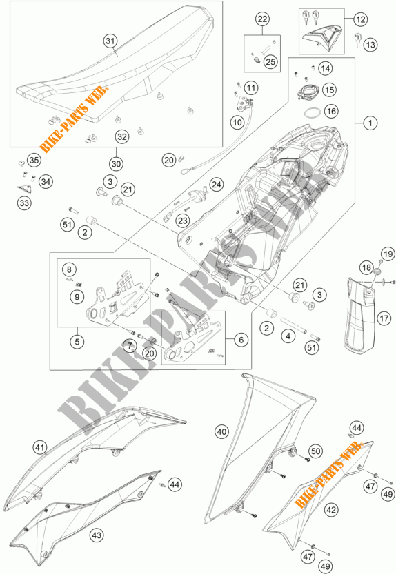 RESERVOIR / SELLE pour KTM 690 SMC R de 2013