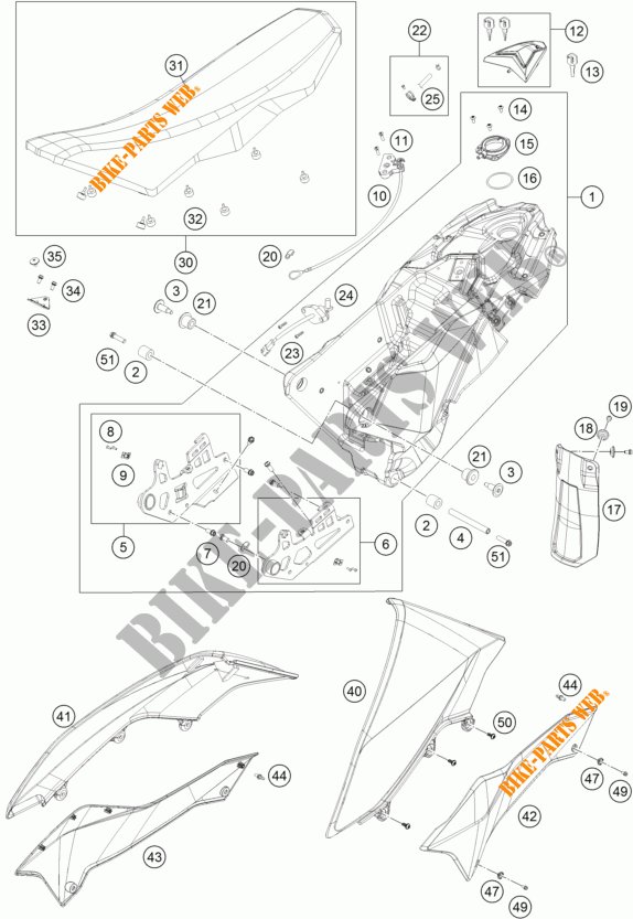 RESERVOIR / SELLE pour KTM 690 SMC R de 2012