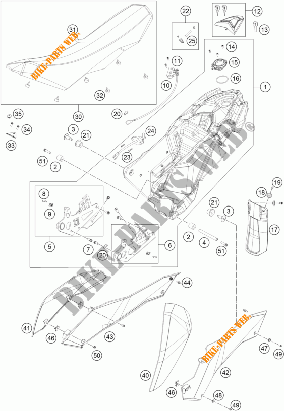 RESERVOIR / SELLE pour KTM 690 SMC de 2011