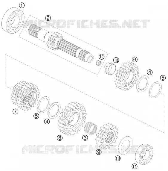 BOITE DE VITESSES - ARBRE PRIMAIRE KTM MOTO 690 2008 SMC  690 SMC