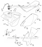 RESERVOIR / SELLE pour KTM 125 SUPERMOTO 80 de 2001