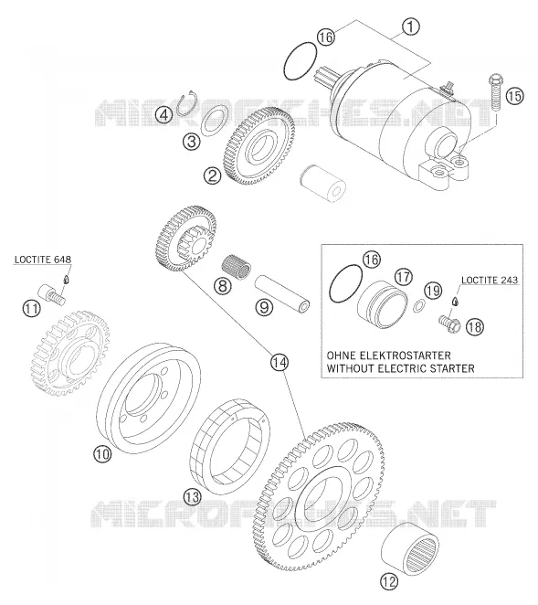 DEMARREUR ELECTRIQUE KTM MOTO 525 2004 SMR  525 SX SUPERMOTO