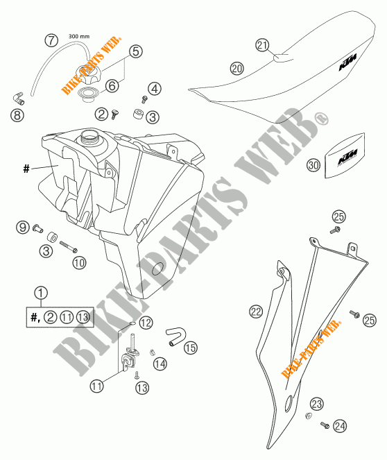 RESERVOIR / SELLE pour KTM 525 SMR de 2004
