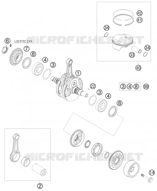 VILEBREQUIN / PISTON KTM MOTO 450 2008 SMR  450 SMR