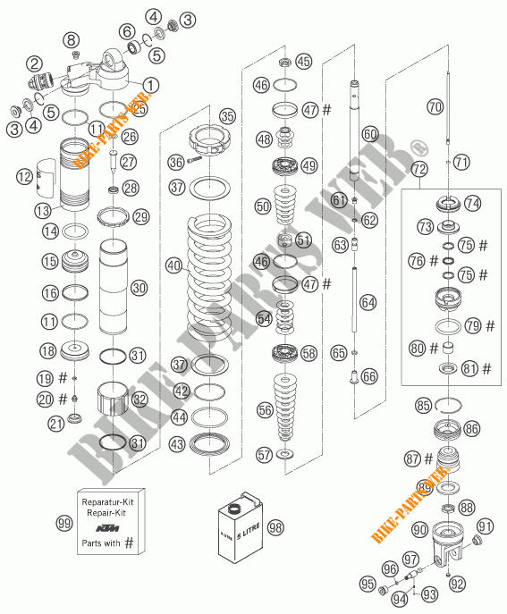 AMORTISSEUR (PIECES) pour KTM 450 SMR de 2005
