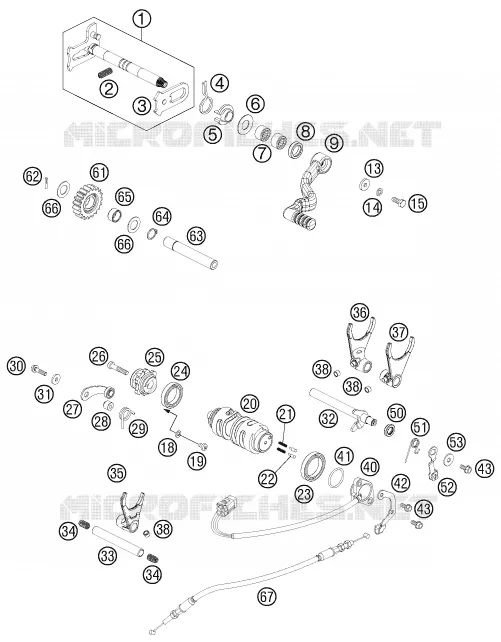 MECANISME DE SELECTION DE VITESSES KTM MOTO 525 2012 ATV  525 XC ATV