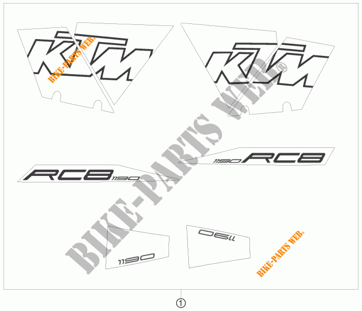 AUTOCOLLANTS pour KTM 1190 RC8 WHITE de 2009