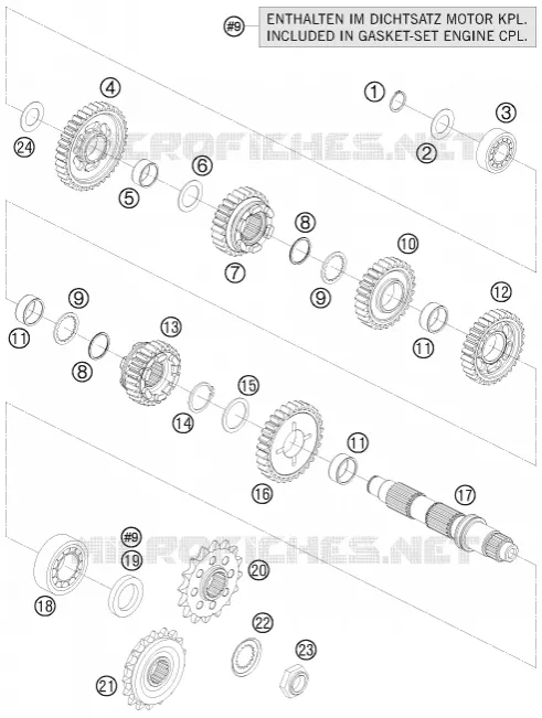BOITE DE VITESSES - ARBRE SECONDAIRE KTM MOTO 1190 2009 RC8  1190 RC8 R TNT EDITION